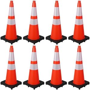 (8 Pack) 28 Inch Traffic Safety Cones Orange Road Parking Cones Heavy Duty Construction Cone Structurally Stable for Road, Parking Lot & Work Zone Use, Structurally Stable & Durable