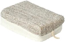 Big Exfoliating Bath Sponge - Natural Ramie & Bamboo Dual-Sided Body Scrubber Pad for Dead Skin Removal & Gentle Cleansing - Spa Accessories Cream/Taupe