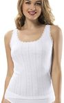 VAVONNE Camisole for Women, All Cotton, Airy Soft Comfy Tank Tops Cami Undershirt (Wide Strap/White, Small)