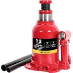 BIG RED 12 Ton (24,000 LBs) Welded Hydraulic Stubby Low Profile Bottle Jack, Red, ATH91207AR