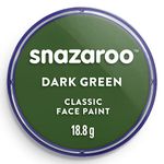 Snazaroo Classic Face and Body Paint for Kids and Adults, Dark Green Colour, Water Based, Easily Washable, Non-Toxic, Makeup, Body Painting for Parties, for Ages 3+