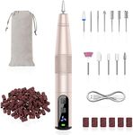 HEBECA Electric Nail Drill - Cordless Nail Files Professional for Acrylic Gel Nails - Electric Manicure Pedicure kit 20000rpm - 12 in 1 Adjustable Speed E File Kit for Home or Salon Use