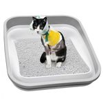 Maohegou Senior Cat Litter Box, Three Legged Arthritic Open Low Entry for Sick Frail Handicap Disabled Cats, Older Elderly Corner