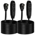 K KASONIC - 12-Feet 3 Outlet Extension Cord, 2 Pack, Triple Wire Grounded Multi Outlet, UL Listed 16/3 SPT-3, 13 Amp,125V, 1625 Watts, Black