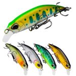 BlureCrank Jerkbaits for Bass Fishing, Jerk Baits Minnow Fishing Lures for Bass Trout Crappie Walleye Pike, Lifelike Hard Swimbait for Saltwater and Freshwater, 2.76” 0.28oz, 5 Pack (2.76” 0.28oz)