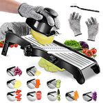 Masthome Mandoline Vegetable Slicer Professional, Adjustable Mandolin Food Slicers, Kitchen Julienne Chopper for Potato, Cucumber, Onion, Send Safety Gloves & Cleaning Brush