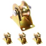 Tanstic 4Pcs 2 Inch U Groove Wheels with Bracket, 1045 Steel Wheel Pulley U Shape Bracket Roller Heavy Duty Rigid Casters Sliding Gate Rollers Pressure Bearing Roller for Mechanical Equipment