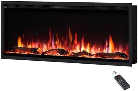 FlameKo Avena 107cm/42" Slim Frame Recessed Media Wall Inset Electric Fireplace with Multi Flame Colours, with Logs, Heater 750W & 1500W