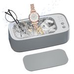 Professional Ultrasonic Jewelry Cleaner Machine, 48KHz, Three-Speed Mode Portable Sonic Cleaner Machine with Suction Cup Base for Eye Glasses, Watches, Earrings, Ring, Necklaces，Makeup Brush