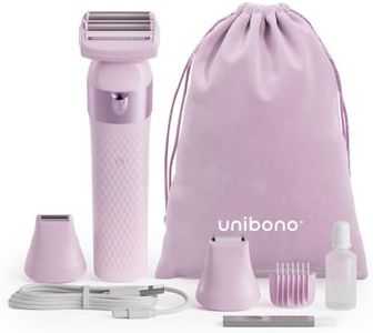Unibono 3-in-1 Electric Razors for Women,Dual-Foil Electric Shaver for Women Face,Legs and Armpit,Rechargeable Bikini Trimmer,Body Hair Removal Set with LED Illumination,Public Hair Trimmer for Women (Cold Pink2)