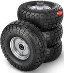 Winisok 4.10/3.50-4 Tire Wheels Flat Free, 10" Heavy Duty Solid Replacement Tire with 5/8’’ Bearings for Wagon/Wheelbarrow/Hand Truck/Generators (4 Pack)