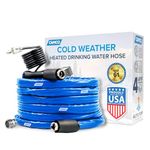 Camco 50-Foot Heated Drinking Water Hose | Features Water Line Freeze Protection Down to -20F/-28C, an Energy-Saving Thermostat, and Includes Adapter for Connection to Either End of Hose (22912)