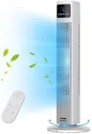 Abolee Tower Fan for Bedroom, Quiet Floor Fan with Remote, 90° Oscillating Fans with 4 Speeds, 4 Modes, 27ft/s Velocity, 12H Timer, 2024 New Standing Fans for Home, for Indoor Bedroom Office White