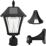 Gama Sonic Baytown II Solar Outdoor Lamp with Bright-White LEDs - Pole/ Pier/ Wall Mount Kit - Black Finish