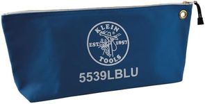 Klein Tools 5539LBLU Zipper Bag, Large 16-Inch Canvas Tool Pouch for Tool Storage with Brass Zipper, and Grommet for Hanging, Blue