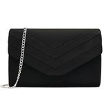 Milisente Women Clutches Velvet Evenlope Evening Bag Classic Clutch Purse (Black)