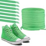 Polly Online 1 Pair Shoelaces Trainers,Flat Trainers Shoelace,8mm Wide Shoe Lace,Flat Shoe Laces for Athletic Running Sneakers Shoes Boot Strings(Apple Green)