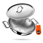 Stahl Artisan Triply 3.3 L, 26 cm Stainless Steel Kadhai with Lid,Kadai for Cooking, Stainless Steel Cookware Triply Kadai, Induction & Gas Stove Compatible