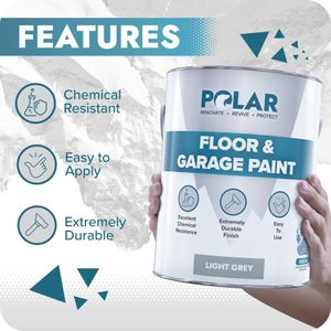 Polar Floor & Garage Paint 5L – Light Grey, Hard-Wearing Slip Resistant Concrete Finish