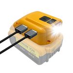 TEPULAS Battery Adapter for Dewalt 14.4V/18V/20V Lithium Ion Battery, Portable Power Source Adapter with Dual USB Ports & DC Port & LED Light, Power Supply Compatible with Dewallt DCB091