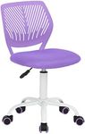 FurnitureR Writing Desk Chair for Teens Boys Girls,Home Office Chair with Breathable PP Mid Back, Armless,Height Adjustable,360 Swivel Chair,Purple