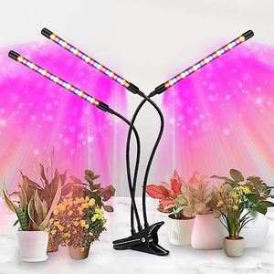 zyzykeji LED Grow Light, 3 Heads Red Blue White Full Spectrum Plant Light with Clamp for Indoor Plants & Seed Starting, 10-Level Dimmable, Auto On Off, Timing 4 9 12Hrs