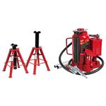 Sunex 1310 10-Ton Medium Height Pin Type Jack Stands, Pair & Torin TA92006 TA92006 Big Red Air Hydraulic Bottle Jack, 20 Ton Capacity