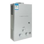 ECUTEE 8L 16KW Liquefied Petroleum Gas Water Heater LPG Tankless Hot Water Heater, Portable Instant Water Heater Propane Gas Water Heater w/Shower Kit Silver