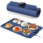 YISUN Portable Silicone Electric Warming Tray for Food, Faster Heating Food Warming Mat with 5 Adjustable Temperature Control and 4 Timeable Function, Ideal for Parties and Daily Use