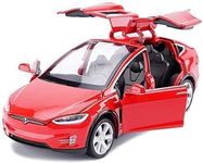 Invite Enterprise Car 1:32 Tesla X90 Diecast Model Metal Pull-Back Car with Sound Light and Opening Doors: A Kids' Toy Vehicle Gift (1:32 Tesla X90 - RED)