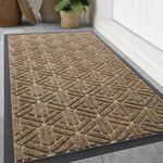 Smiry Front Door Mat Outside Entrance, Heavy Duty Natural Rubber Doormat, Trap Dirt and Moisture Easy Clean Low Profile Patio Porch Welcome Floor Mats for Entry, 47x32 Inch, Brown