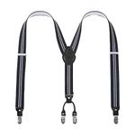 Lafayon Mens Braces Braces For Men 4 Clips Y-Back 3.5cm Wide Heavy Duty Adjustable Elastic Mens Suspenders Durable Suspenders Strong Metal Clips