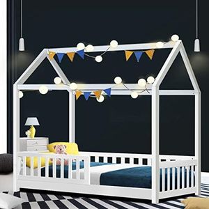 Artiss Single Bed Frame Day Beds Montessori Baby Toddler Kids Toddler Loft Floor Daybed Platform Wooden Timber Frames Base Bedroom Room Decor Home Furniture White, Modern Design