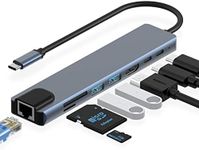 Azhizco USB C Hub Docking Station, 8 in 1 Type C Hub USB C Dongle with HDMI 4K@60Hz, RJ45 Ethernet,100W Power Delivery, SD/TF Card Reader, 2 USB Ports, USB Type C Hub for MacBook Pro Air and More