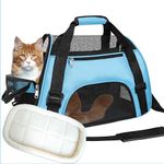 Kraptick Large Pet Travel Portable Bag with Belt and Cushion for Little Dogs, Cats, Puppies, and Small Animals, Pet Travel Carriers, Duffle Bags (for Pets Upto 10Kgs) [Blue]