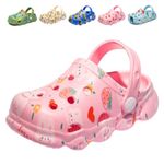 Fadezar Kids Cartoon Clogs Boys Girls Toddler Dinosaur Garden Shoes Slip On Beach Pool Shower Slide Sandals Bunny Pink 10.5-11 Little Kids CN 170