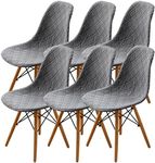 LANSHENG Chair Covers for Dining Chairs 6, Stretch Shell Dining Chair Covers, Removable Washable Kitchen Dining Chair Seat Slipcovers Protector (Light Grey, Set of 6)