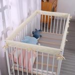 Angloria Cot Rail Covers for Teething, 4 Pieces Baby Bed Rail Edge Guard, Soft Cotton Crib Wrapped Protectors