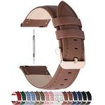 Fullmosa 18mm Leather Watch Band Compatible with Garmin Vivoactive 4/4S/Vivomove 3S/Active S/Venu 2S/Move 3S, Huawei Watch 1st,Fossil Gen 4/3 Q Venture,Seiko 5 Watch Strap 18mm Brown, Rose Gold Buckle