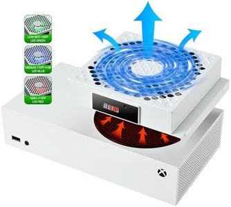 DEPGI Cooling Fan for Xbox Series S, Featuring Automatic Fan Speed Adjustment Based on Temperature, LED Display Screen, Low Noise, Easy Installation, 3 speeds, with RGB LED
