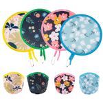 ALNKDH 4 Pcs Hand Fan Folding,Chinese Japanese Style Foldable Fan,Round Folding Fan,Summer Handheld Folding Fans Beautiful Patterns For Wedding Party Home Decor Personal Decoration (4Pcs Flower)