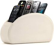 Londo Remote Control Holder with 5 Pockets - Store DVD, Blu-Ray, TV, Roku or Apple TV Remotes - PU Leather with Suede Lining - Slim, Compact Living or Bedroom Storage