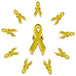 10Pack -Yellow Sarcoma Bone Cancer Awareness Ribbon Pins Childhood Cancer Endometriosis Microencephaly,Suicide prevention, Badge Widely Applicable Gift Charity Event Supplies