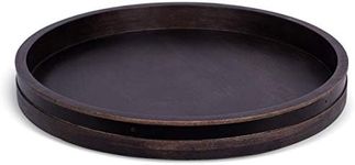 BIRDROCK HOME Wooden Lazy Susan Turntable - Spice Rack Organizer for Kitchen Table, Dining, Pantry and Countertop - Rotating Tray for Condiments - with Burnished Iron Accents - 18" Large, Black