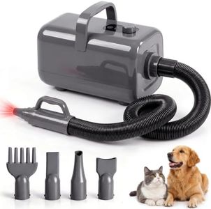 CLIKTAG Dog Dryer for Pet Grooming,3-Speed/3-Temp,4 Nozzles,Light Grey