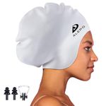 Alepo Extra Large Swim Cap for Women Men, Durable Silicone Swimming Hat with Ear Protection, Unisex Adults Bath Swimming Caps for Long Thick Curly Hair & Dreadlocks Braids Weaves Afro Hair