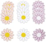 Fabric Iron On Patches, Daisy Flowers in 3 Colors (1.8 x 1.8 in, 12 Pack)