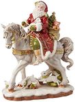 Fitz and Floyd Damask Holiday Santa on Horse Figurine, 16-Inch, Multicolored