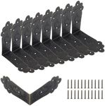 Auvotuis 30Pcs Antique Corner Protectors Decorative Metal Right Angle Box Corner Cover Guards, Vintage Bronze Furniture Corner Edge Brackets Hardware with Nails(2.67 x 0.85inch, Style E)