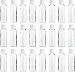 Juvale 24 Pack Plastic Empty 2oz Travel Bottles with Flip Cap, Refillable Containers for Toiletries, Lotion, Liquid